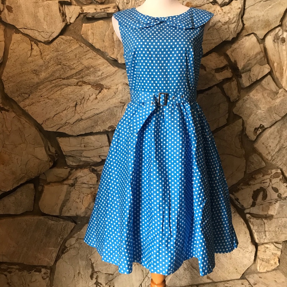 50s Style Large Swing Retro Polka Dot Dress